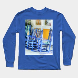 Row of Blue Rocking Chairs Long Sleeve T-Shirt